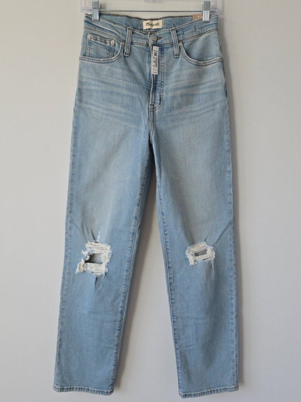 Madewell Perfect Vintage Straight Jeans 26 Light Wash Distressed NWT